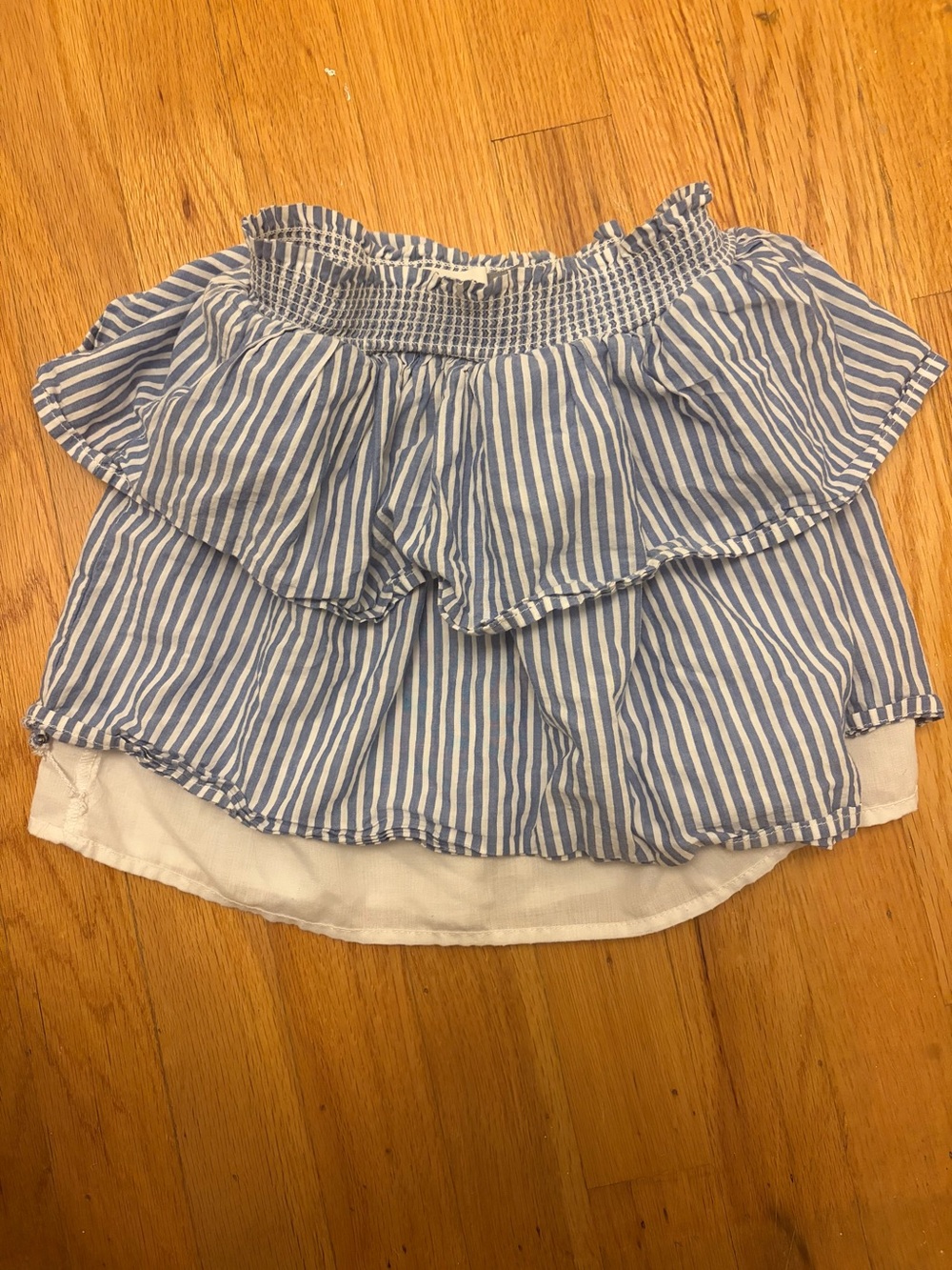 Old Navy Blue and White Striped Ruffle Skirt